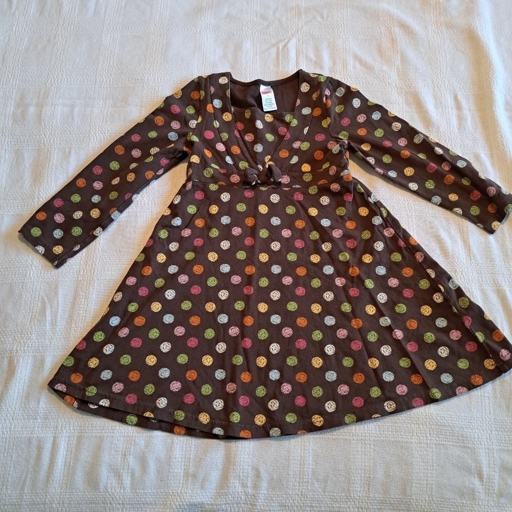 Gymboree girls size 5 Lots of Dots line dress, long sleeves